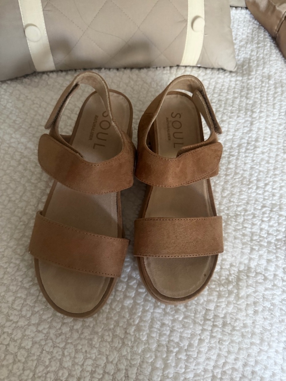 Soul Naturalizer Womens Sandals Size 8.5 Suede Chunky Platform Tan